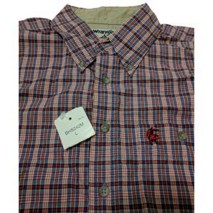 Wrangler Boys L 10 12 PBR Red Plaid LS shirt top